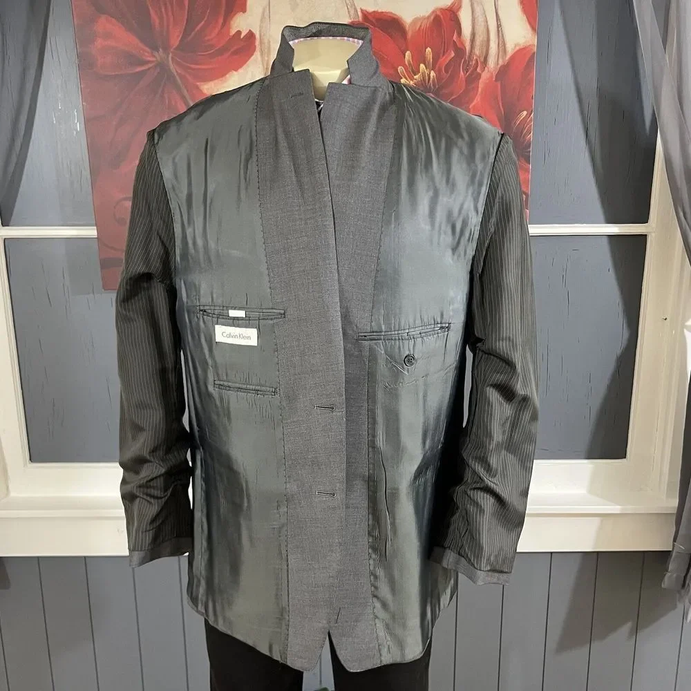 Calvin Klein Blazer Mens 👉Actual Size 44R👈‎ Wool Sport Jacket - Picture 12 of 13